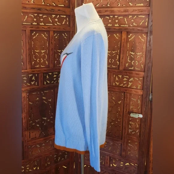 Coach 1941 Powder Blue Intarsia Sweater M 100% Cashmere Rare HTF Runway - Picture 5 of 14